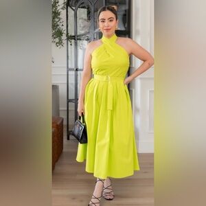 NWOT Scoop NYC Yellow A-Line Midi Dress for Wedding Guest